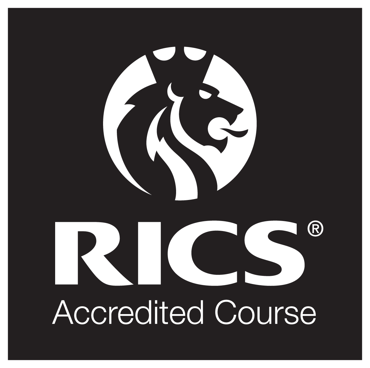 RICS R Accredited Course Logo Reversed out